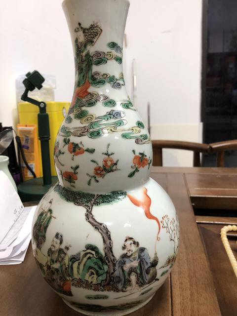 古玩陶瓷五彩葫蘆廟頂真品鑒賞圖