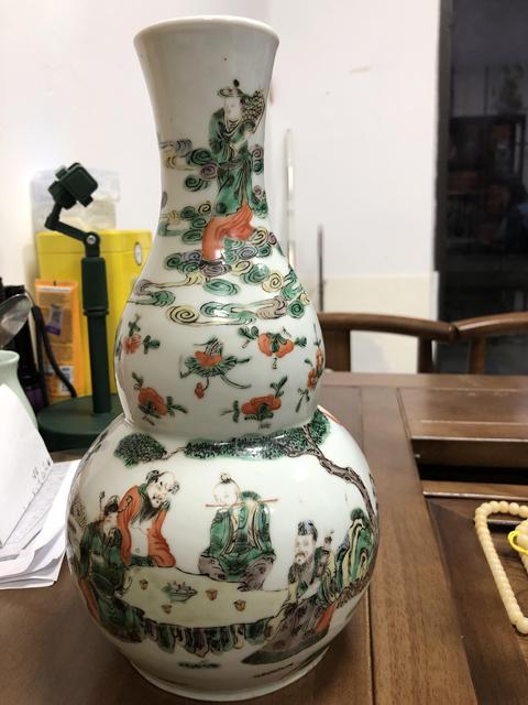古玩陶瓷五彩葫蘆廟頂真品鑒賞圖