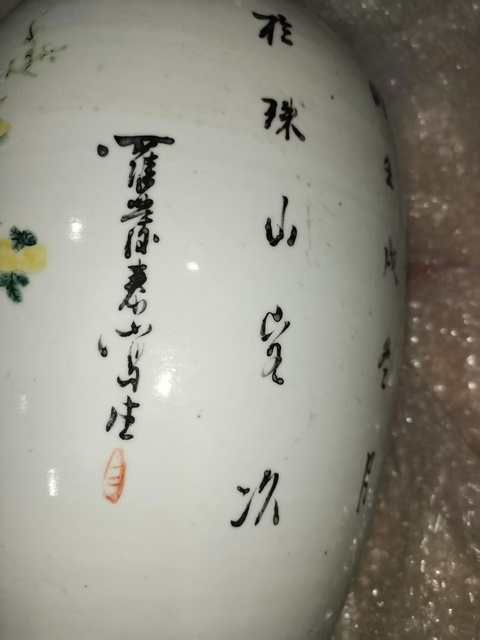 古玩陶瓷粉彩清供博古紋觀音瓶真品鑒賞圖