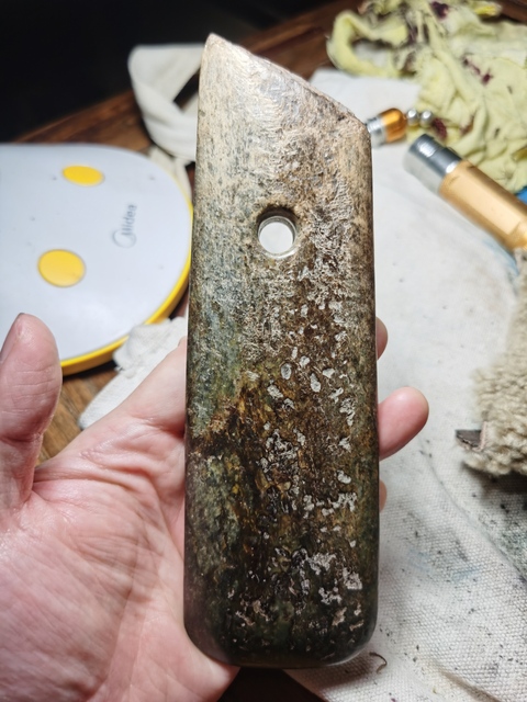 古玩玉器石鋤真品鑒賞圖