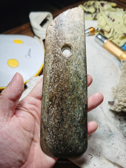 古玩玉器石鋤真品鑒賞圖