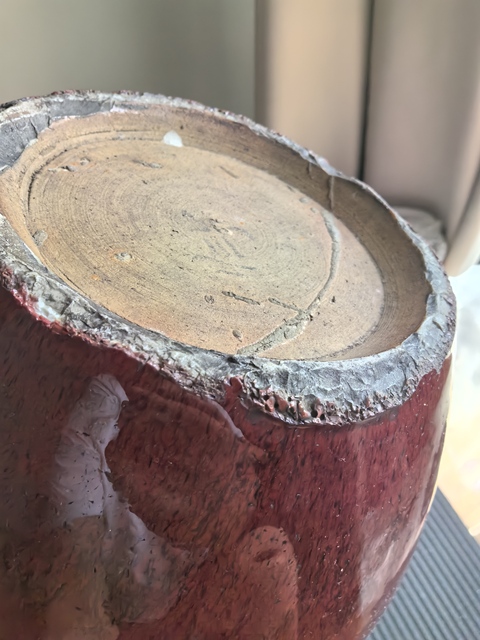 古玩陶瓷清中期鈞紅釉窯變西瓜罐真品鑒賞圖