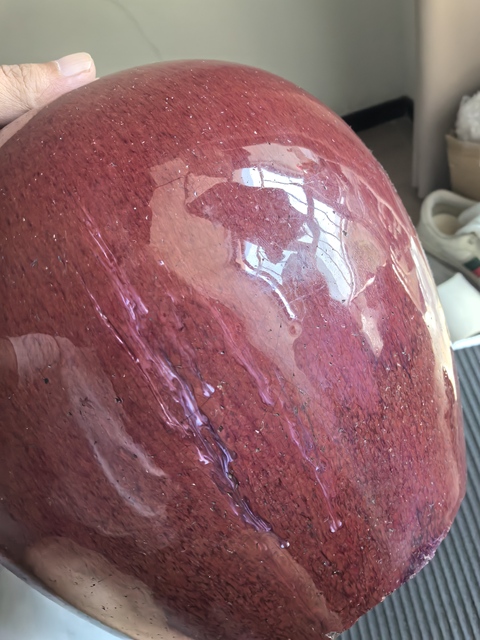 古玩陶瓷清中期鈞紅釉窯變西瓜罐真品鑒賞圖