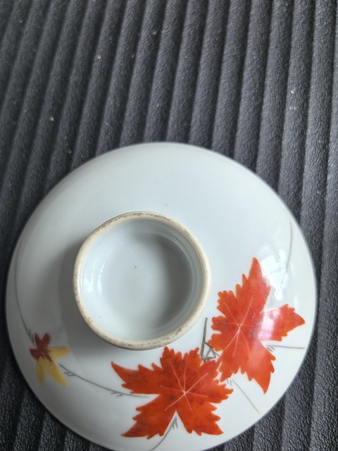 古玩陶瓷民國礬紅彩蓋碗真品鑒賞圖