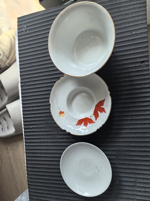 古玩陶瓷民國礬紅彩蓋碗真品鑒賞圖