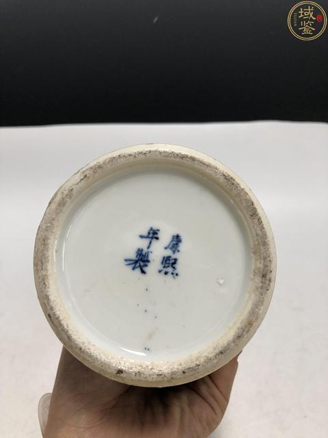 古玩陶瓷晚清青花山水花觚真品鑒賞圖