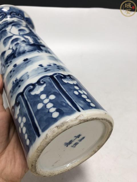古玩陶瓷晚清青花山水花觚真品鑒賞圖