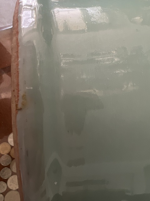 古玩陶瓷清中晚·豆青釉青花博古紋獅耳大瓶 真品鑒賞圖