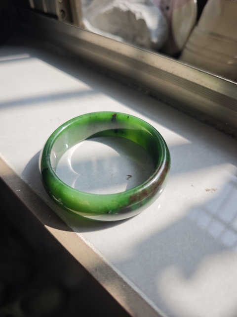 古玩玉器天然碧玉手鐲真品鑒賞圖