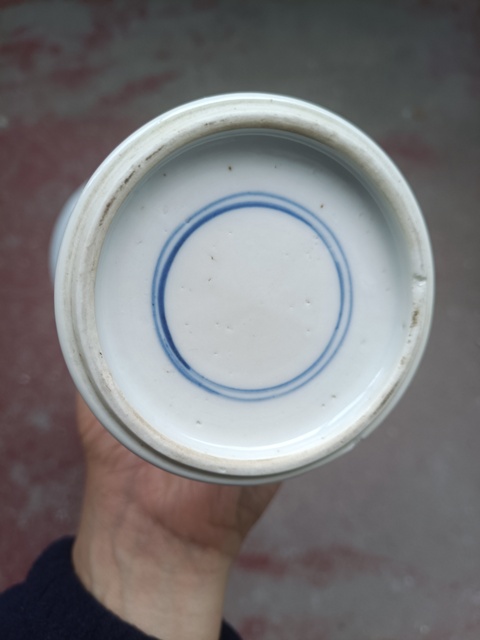 古玩陶瓷青花饕餮紋花觚，疑似復(fù)窯真品鑒賞圖
