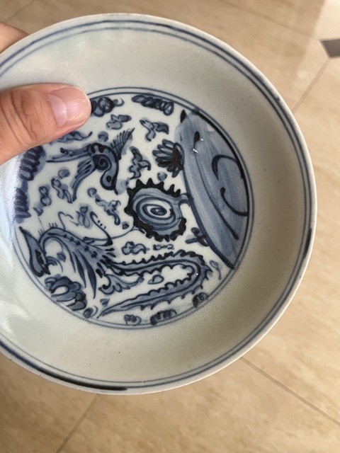古玩陶瓷青花云鳳紋盤真品鑒賞圖