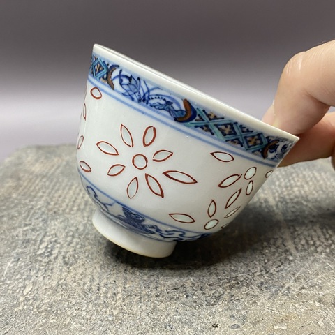古玩陶瓷一路連科斗彩杯真品鑒賞圖