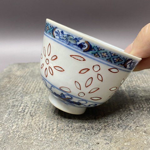 古玩陶瓷一路連科斗彩杯真品鑒賞圖