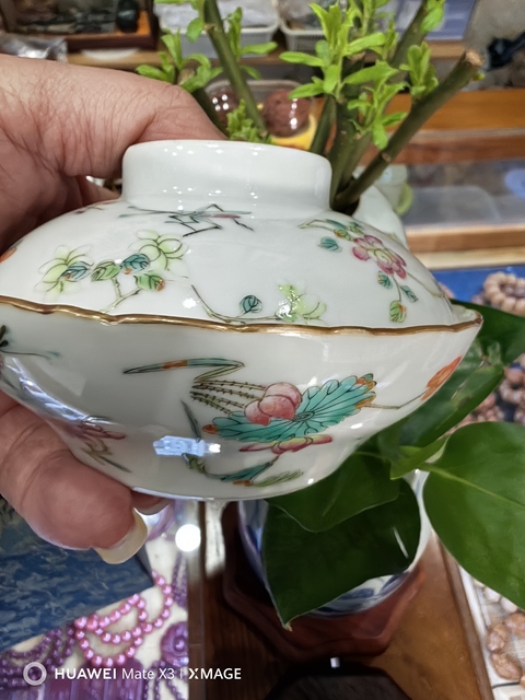 古玩陶瓷飛黃騰達粉彩蓋碗真品鑒賞圖