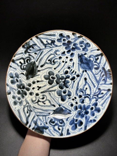 古玩陶瓷青花花卉紋盤(pán)真品鑒賞圖