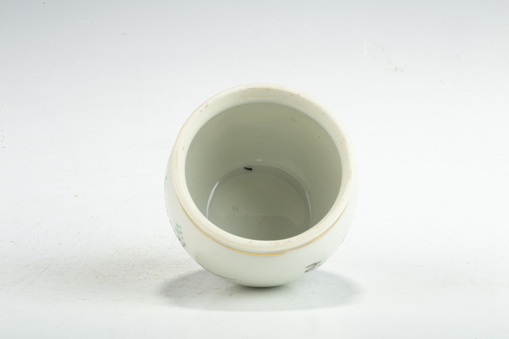 古玩陶瓷民國·粉彩桃花仕女圖小水缸真品鑒賞圖