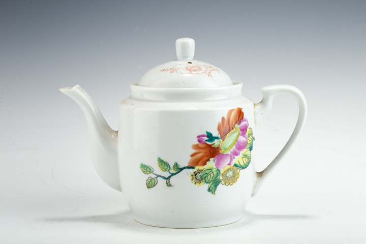 古玩陶瓷70、80年代·粉彩花卉紋茶壺真品鑒賞圖