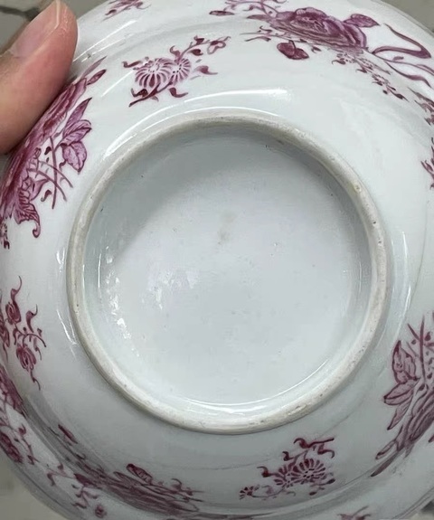 古玩陶瓷清乾隆 胭脂紅花卉紋折腰碗真品鑒賞圖