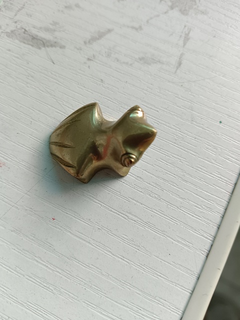 古玩雜項民國同青蛙銅鎮紙真品鑒賞圖