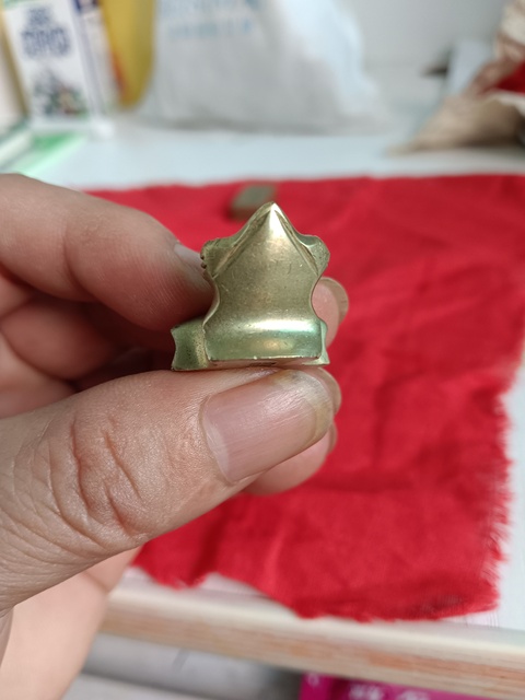 古玩雜項民國同青蛙銅鎮紙真品鑒賞圖