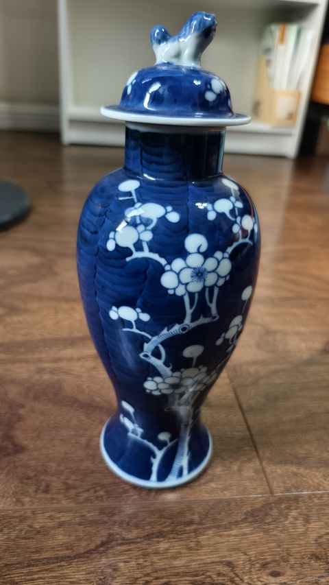 古玩陶瓷青花留白冰梅雞腿瓶真品鑒賞圖