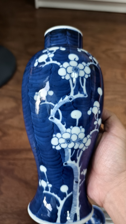 古玩陶瓷青花留白冰梅雞腿瓶真品鑒賞圖