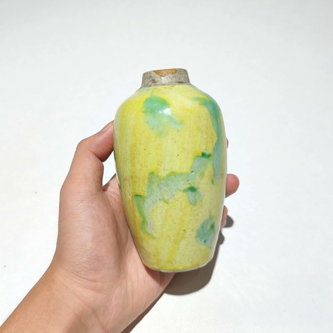 古玩陶瓷黃地綠彩罐真品鑒賞圖