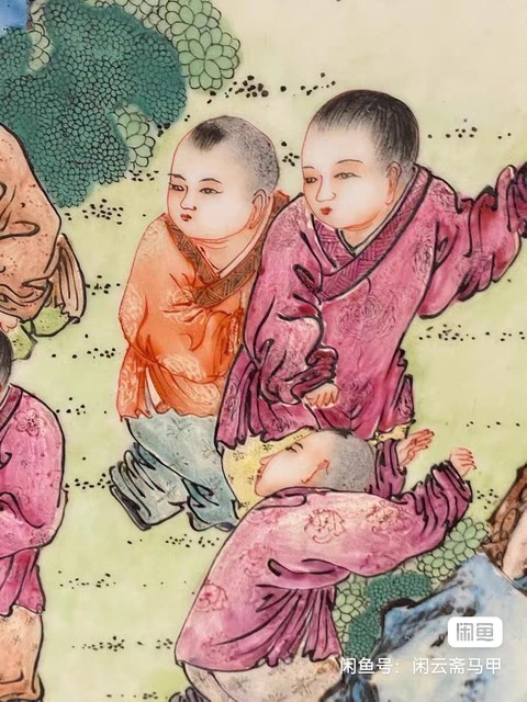 古玩陶瓷嬰戲紋瓷板畫真品鑒賞圖
