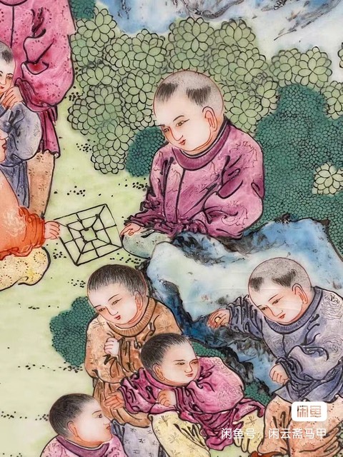 古玩陶瓷嬰戲紋瓷板畫真品鑒賞圖