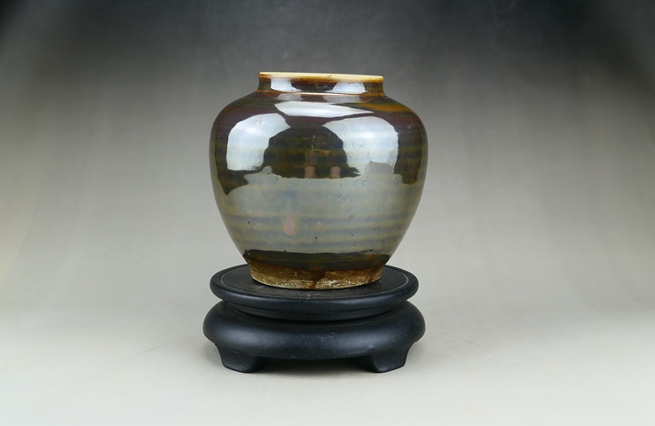古玩陶瓷定窯系紫金釉茶葉罐真品鑒賞圖