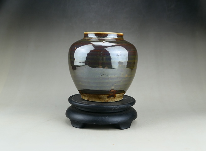 古玩陶瓷定窯系紫金釉茶葉罐真品鑒賞圖