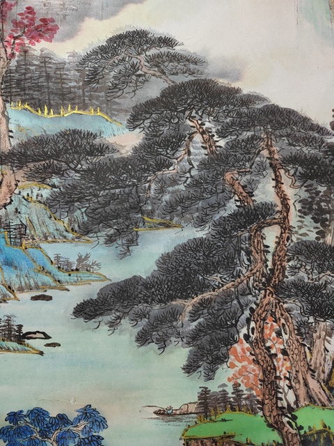 古玩字畫觀山聽泉真品鑒賞圖