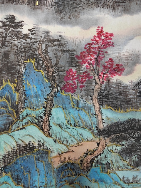 古玩字畫觀山聽泉真品鑒賞圖