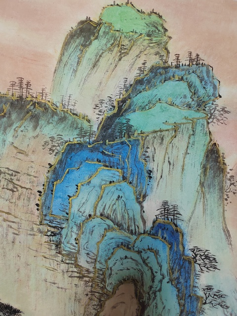 古玩字畫觀山聽泉真品鑒賞圖