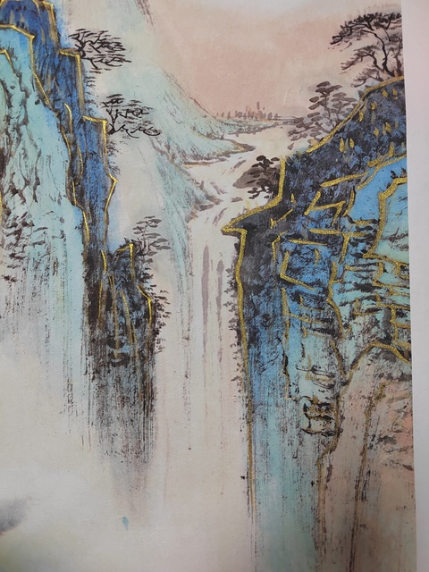 古玩字畫觀山聽泉真品鑒賞圖