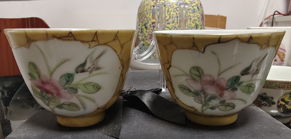古玩陶瓷民國粉彩花卉杯真品鑒賞圖