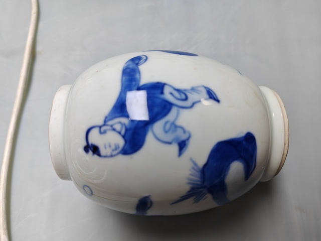 古玩陶瓷康熙·青花嬰戲紋蓮子罐 真品鑒賞圖