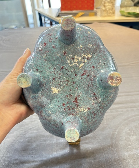古玩陶瓷爐鈞釉鼎真品鑒賞圖