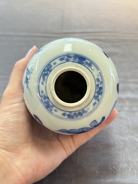 古玩陶瓷青花仕女人物罐，疑似復窯真品鑒賞圖