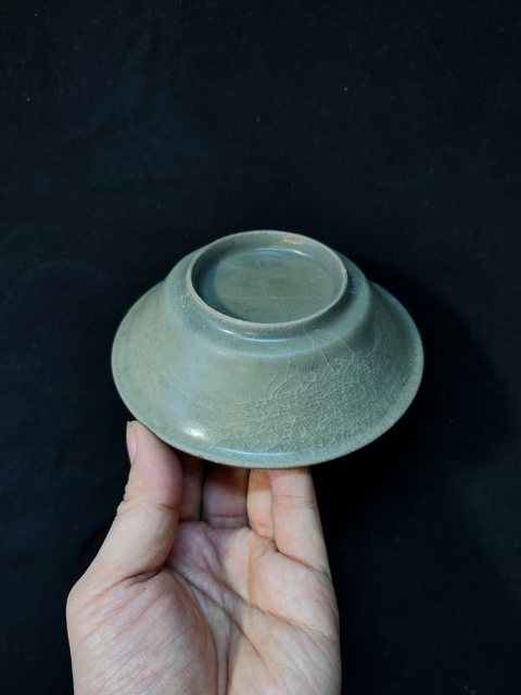 古玩陶瓷龍泉青瓷冰片紋折沿洗真品鑒賞圖