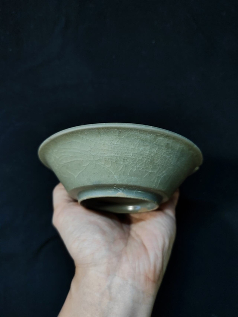 古玩陶瓷龍泉青瓷冰片紋折沿洗真品鑒賞圖