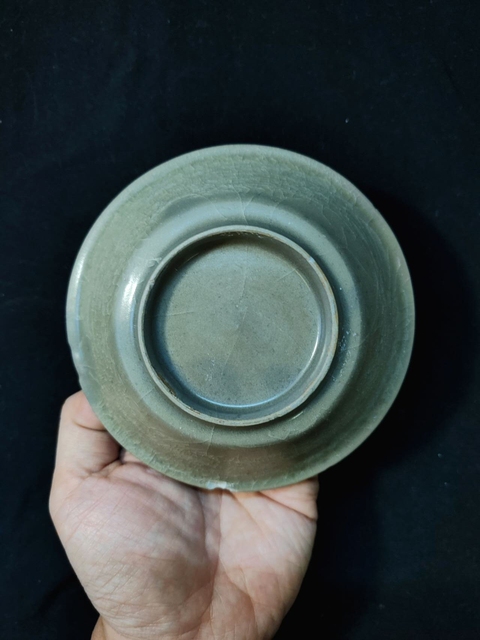 古玩陶瓷龍泉青瓷冰片紋折沿洗真品鑒賞圖