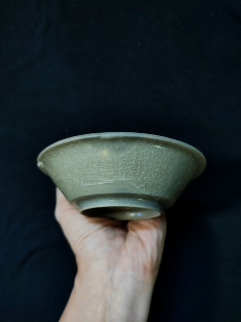 古玩陶瓷龍泉青瓷冰片紋折沿洗真品鑒賞圖
