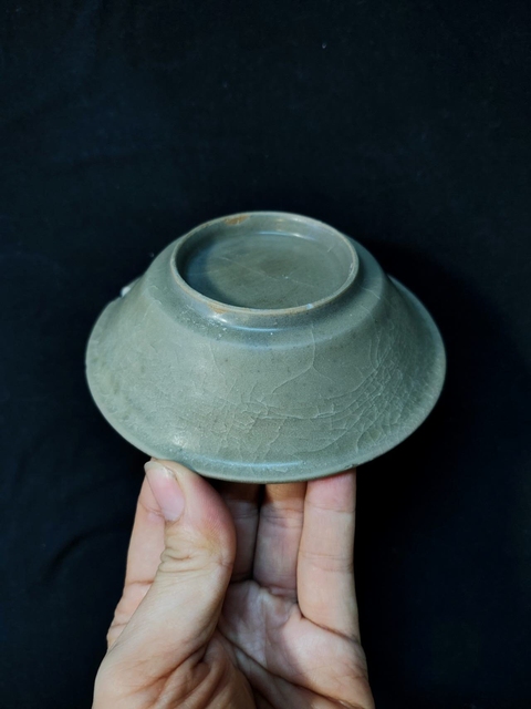 古玩陶瓷龍泉青瓷冰片紋折沿洗真品鑒賞圖