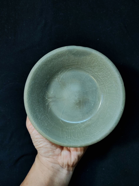 古玩陶瓷龍泉青瓷冰片紋折沿洗真品鑒賞圖