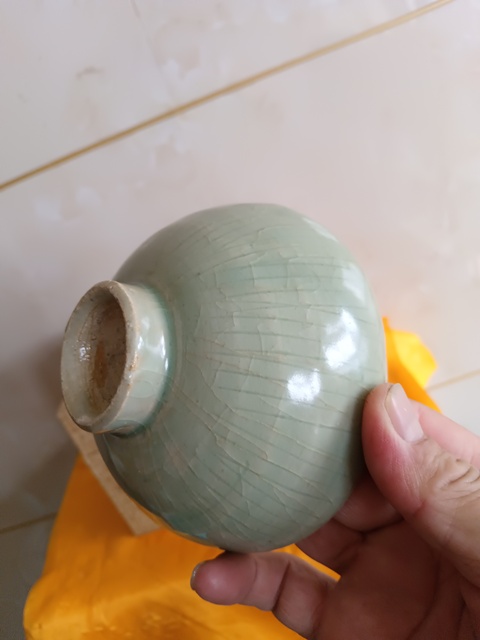 古玩陶瓷明代·青釉暗刻篦紋碗真品鑒賞圖