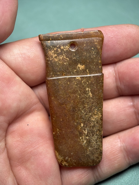 古玩玉器西周滿紅沁柄型器真品鑒賞圖