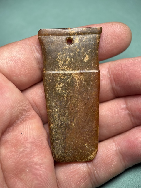 古玩玉器西周滿紅沁柄型器真品鑒賞圖