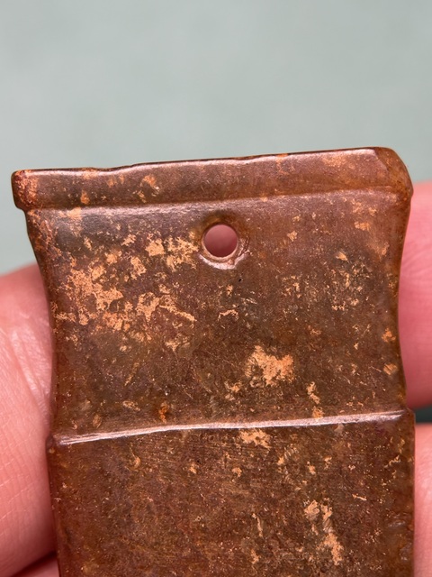 古玩玉器西周滿紅沁柄型器真品鑒賞圖