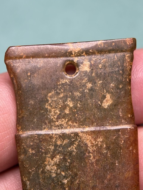 古玩玉器西周滿紅沁柄型器真品鑒賞圖
